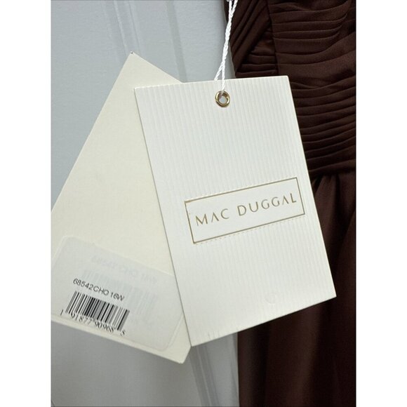 MAC DUGGAL Size 16 Brown Tiered V-Neckline Ruched Formal Prom Gown Dress New - Picture 8 of 9